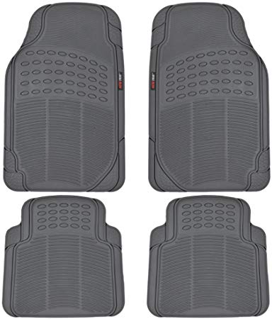 Motor Trend MT754GRAMw1 FlexTough Heavy Duty Car Floor Mats - 4 PC 100% Odorless & All Weatherproof (Gray)