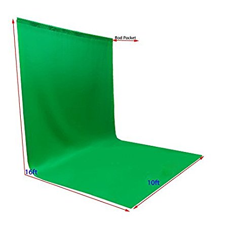 ePhotoInc Large Photo Video Photography Studio 10ft x 16ft Green Chromakey Chroma Key Muslin Backdrop Background Screen 1016G