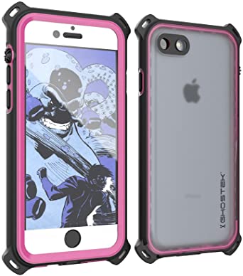 iPhone 7 Waterproof Case, Ghostek Nautical Series for Apple iPhone 8 | Slim Underwater Protection | Shockproof | Dirt-Proof | Snow-Proof | Protective | Adventure Duty | Ultra Fit | Swimming (Pink)