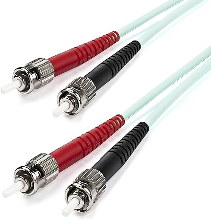 StarTech.com 1m (3ft) ST/UPC to ST/UPC OM3 Multimode Fiber Optic Cable, Full Duplex 50/125µm Zipcord Fiber, 100G Networks, LOMMF/VCSEL, &lt;0.3dB Low Insertion Loss, LSZH Fiber Patch Cord (A50FBSTST1)