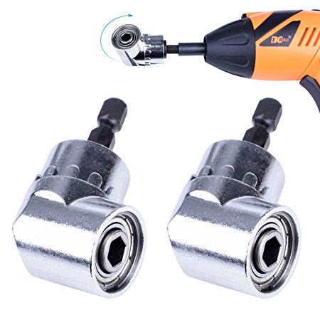 NOUVCOO 2PCS Right Angle Drills,105 Degrees Angle Extension Power Screwdriver Drill Attachment 1/4 inch Hex Magnetic Bit Screwdriver Socket Holder Adapter NC05