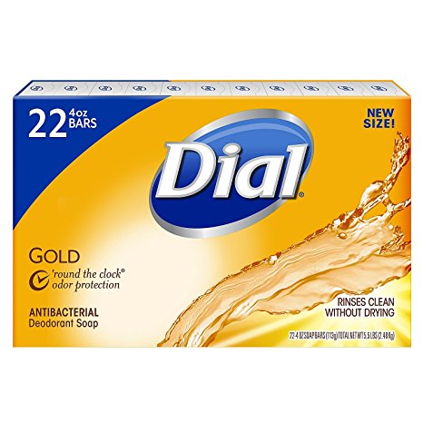Dial Antibacterial Deodorant Gold Bar Soap, 4 Ounce (Pack of 22) Net Wt 5.5 LBS