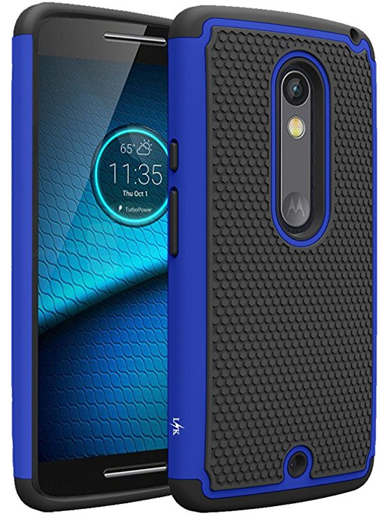 Droid Maxx 2 Case, LK [Shock Absorption] Drop Protection Hybrid Dual Layer Armor Defender Protective Case Cover for Motorola Droid Maxx 2 (Blue)