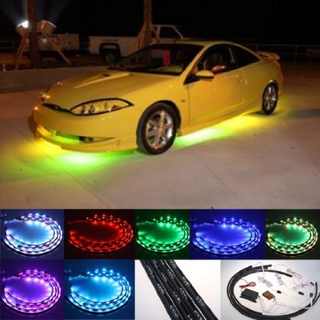 Generic Color LED Under Car Glow Underbody System Neon Lights Kit 48" X 2 & 36" X 2
