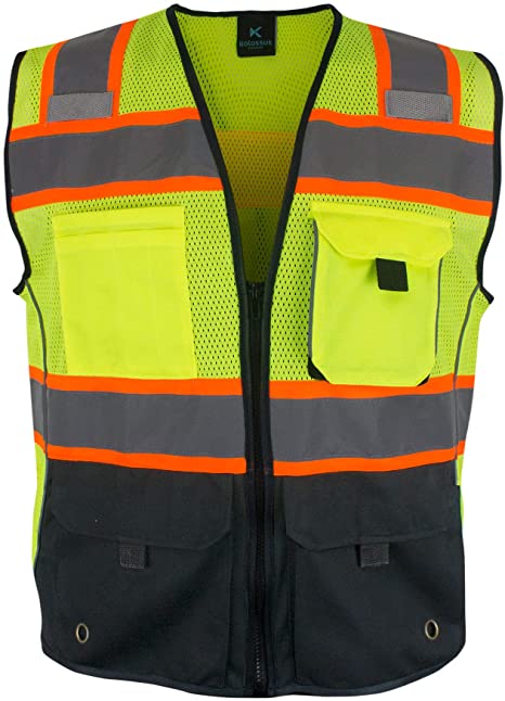 Kolossus Deluxe High Visibility Safety Vest with Multi Frontal Pockets | ANSI Class 2 Compliant