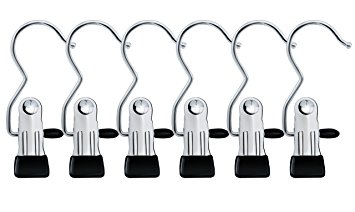 6 PCS,Ipow Portable Laundry Hook Hanging Clothes Pins Stainless steel Travel Home clothing Boot Hanger Hold Clips