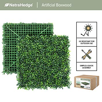 NatraHedge Artificial Boxwood Mat Panels UV Protected for Outdoor and Indoor Use (12 Pack) 33 SQF (Light Green)