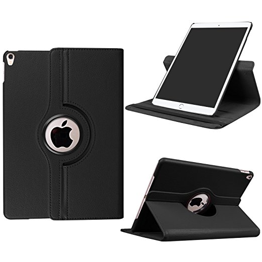 iPad Pro 10.5 Case - MoCoin 360 Degree Rotating Stand Cover with Auto Sleep Wake Feather for Apple iPad Pro 10.5 inch 2017 Released Tablet (Black)