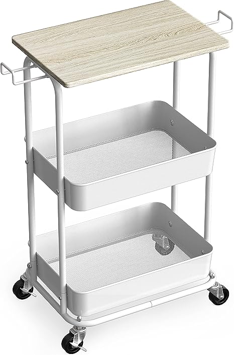 Simple Houseware 2-Tier Rolling Utility Cart with Top Board