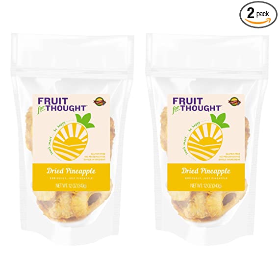 Fruit for Thought Dried Fruit (Dried Pineapple, 12 Ounce (Pack of 2))