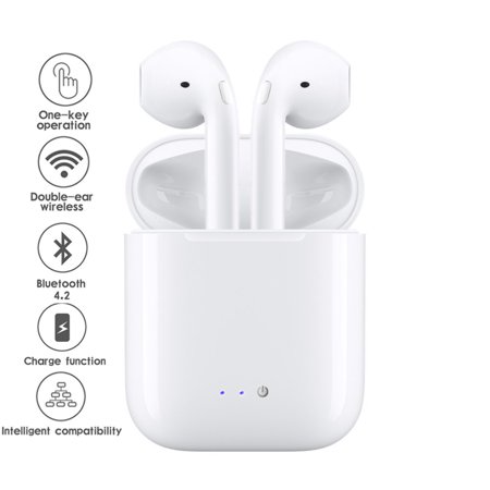 Indigi® Wireless & Cordless Stereo Bluetooth Mini Headphones / Earbuds / Earpods for iOS & Android + Charging Case