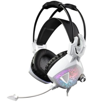 Sades SA913 USB Stereo Surround Sound Over Ear Headphones with Microphone, White