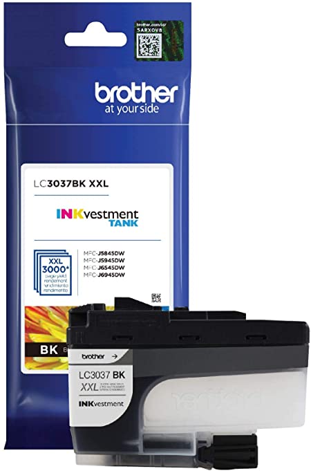 Brother Genuine LC3037BK, Single Pack Super High-Yield Black INKvestment Tank Ink Cartridge, Page Yield Up to 3,000 Pages, LC3037, Amazon Dash Replenishment Cartridge