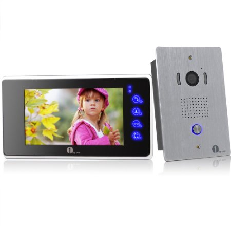 1Byone 7 Inch Colour LCD Touch Screen Video Doorbell and Home Security Camera Monitor Intercom System with 120 Degrees Wide Visual Angle