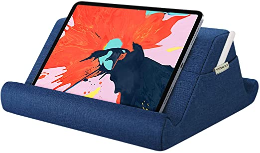 MoKo Tablet Pillow Holder, Pillow for iPad Multi-Angle Soft Tablet Stand Up to 12.9", Lap Pillow for eReader, Book, Fit iPad 10.2 2020, Air 4 10.9, Air 3, iPad Pro 11/12.9,Galaxy Tab S6 /S7, Navy Blue