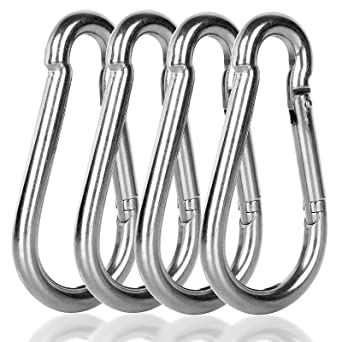 4Pcs Spring Snap Hook M12, 5.5 inch Stainless Steel Quick Links, 1/2 inch Large Carabiner Clips Heavy Duty for Camping, Swing, Hammock, Hiking, Fishing, Gym, 1200LBS