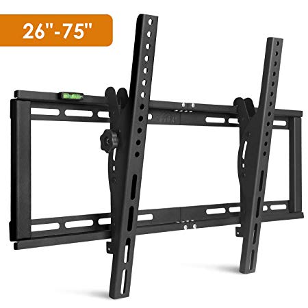 SIMBR TV Wall Mount Bracket for 26"-75" LED, LCD, Plasma, Flat Screen Televisions, up to VESA 600x400mm and 60kg(132lbs) Load Capacity with ±15°Tilt and Spirit Level
