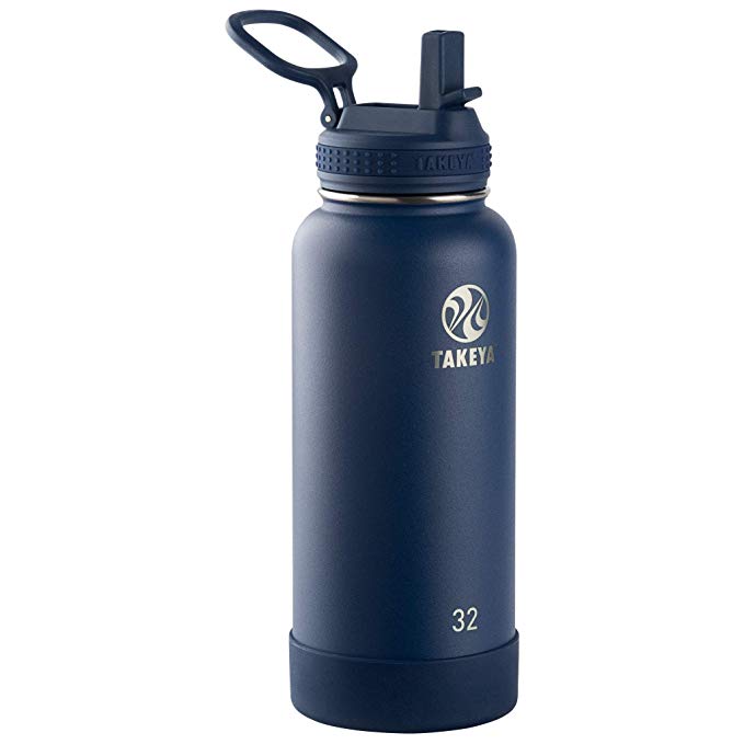 Takeya 51149 Actives Insulated Stainless Steel Bottle w/Straw Lid, 32oz Midnight