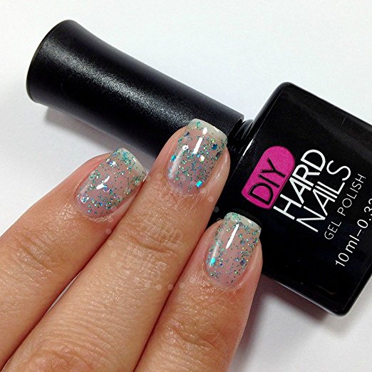 Blue Cocktail Glitter – Soak Off Gel Nail Polish Topper - Requires UV or LED Nail Lamp – BONUS Downloadable at Home Gel Nail Guide Included