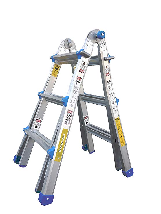 TOPRUNG Model-13 ft. Aluminum Extension Multi-Purpose Ladder with 300 lb. Load Capacity Type IA Duty Rating