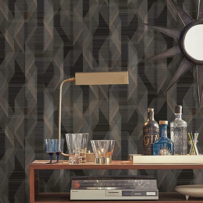 RoomMates Debonair Geometric Peel and Stick Wallpaper, Black