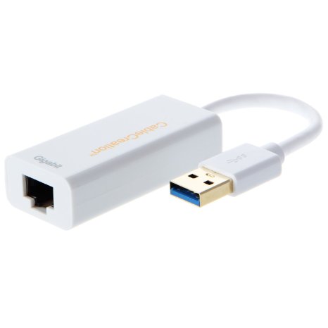 CableCreation Gold Plated USB 3.0 to RJ45 Gigabit Ethernet Adapter, No driver software required, White Color