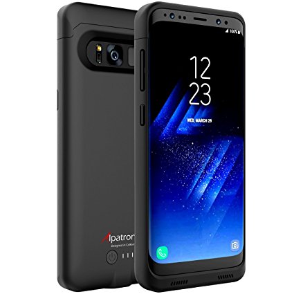 Galaxy S8 Battery Case, Alpatronix BX430 (5.8-inch) 4500mAh Slim External Protective Rechargeable Portable Charging Case Charger Cover for Samsung Galaxy S8 Juice Bank Power Pack [Android 7 ] - Black