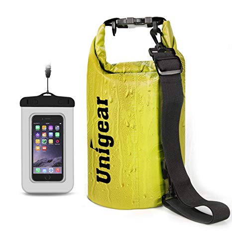 Unigear Dry Bag Waterproof, Floating and Lightweight Bags for Kayaking, Boating, Fishing, Swimming and Camping with Waterproof Phone Case, 2L/5L/10L/20L/30L/40L