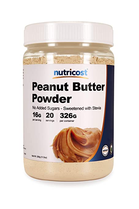 Nutricost Peanut Butter Powder - No Sugar Added (11.5 oz) Non-GMO, No Sugar Alcohol, All-Natural Powdered Peanut Spread from Roasted Pressed Peanuts
