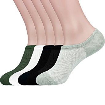 5 Pair No Show Low Cut Non Slip Breathable Mesh Bamboo Ankle Sock for Men Socks