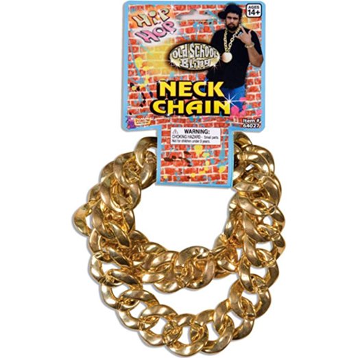 26 Inch 80's Hip Hop Old School Bling Big Link Fake Gold Necklace (Plastic)