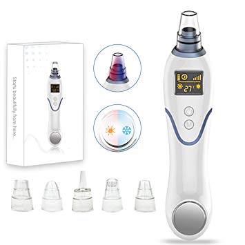 Blackhead Remover Vacuum -Upgraded USB Rechargeable Pore Vacuum Cleaner Blackhead Extractor Tool Device Comedo Removal Suction Machine Beauty Device with LED Display (Hot Cold Care)