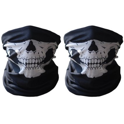 HAMIST Seamless Skull Face Tube Mask Black - 2 Pack