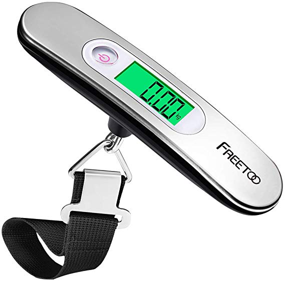 FREETOO Portable Digital Luggage Scale Hanging Suitcase Scale with Tare Function 110 lb/ 50KG Capacity Grey