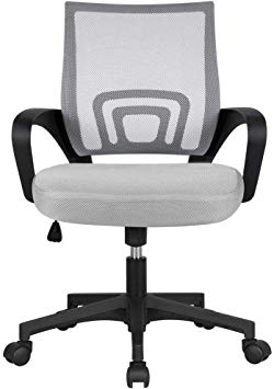 Yaheetech Ergonomic Mesh Office Chair Gray Mid Back Ergonomic Computer Chair Desk Chair with Lumbar Support & 360° Rolling Casters Gray