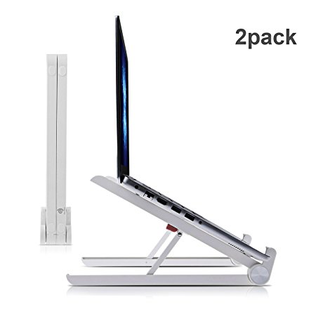 Laptop Stand Adjustable, Portable Computer Stand Riser for Standing Desk, iMac Books, iPad, Tablet Phone Holder, Foldable Notebook Stand for Home & Work (2 pack,white)