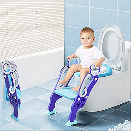 Potty Training Seat,LADUO Toilet Training Seat with Non-Slip Step Stool Ladder for Toddlers,Kids and Baby, Adjustable Potty Seat with Step,Toilet Seat Chair