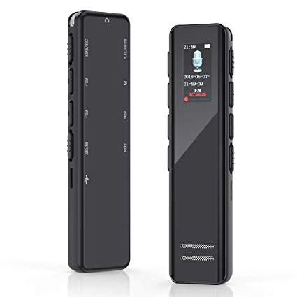 Aerb Digital Voice Recorder, 16GB(1536Kbps) Voice Activated Recorder, Noise Reduction, A-B Repeat for Rechargeable Battery Recorder with MP3 Player for Lectures, Meetings, Interviews-Black