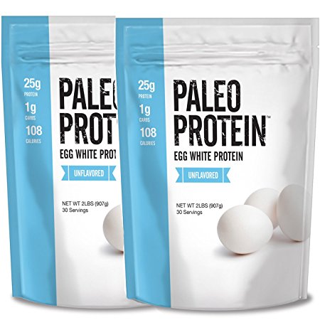 Paleo Protein Egg White Powder (4 LBS Total)(Soy Free)(60 Servings Total) (Two 2lbs Pouches)