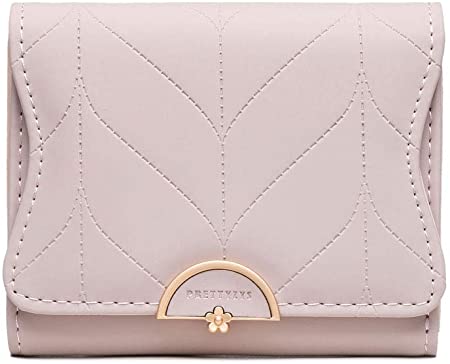 [Anlla]Small Wallet for Women Slim Mini Wallet Soft PU Leather Fashion Female Wallet Short Cute Coin Purse Large Capacity Light Pink
