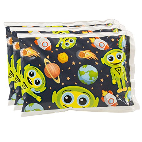 Bentology - Reusable Ice Pack for Lunch Boxes (3 Pack) - Non Toxic -(6" x 4.5") - Alien