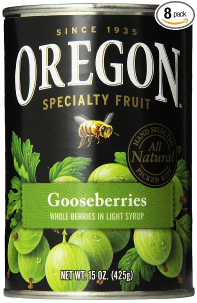 Oregon Fruit Gooseberries, Light Syrup, 15 oz (Pack of 8)