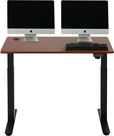 SDADI Electric Height Adjustable Standing Desk - 46 x 24 inch Standing Workstation Sit Stand Up Home Office Desk with 4 Led Display Controller,Black Frame/Acacia Top
