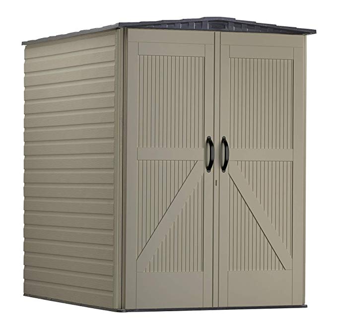 Rubbermaid Roughneck Storage Shed 5x6 Faint Maple and Brown