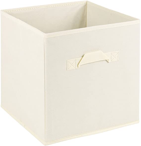 URBN Living Collapsible Storage Cube Drawer Box with Carry Handles (Cream - Medium)