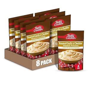 Betty Crocker Roasted Garlic & Cheddar Mashed Potatoes, 4 oz. (Pack of 8)