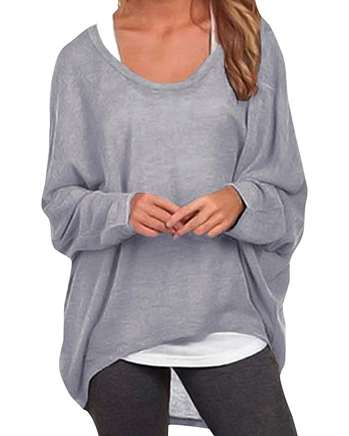 ZANZEA Women's Loose Solid Irregular Long Sleeve Baggy T-Shirt