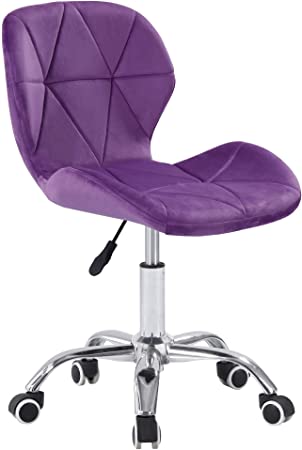 Charles Jacobs Dining/Office Swivel Chair with Chrome Legs with Wheels and Lift - Purple Velvet