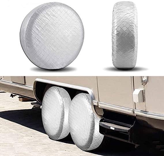 YBB Set of 4 RV Tire Wheel Covers, Trailer Spare Tire Covers, Waterproof UV Sun Tire Protector Covers for Car Camper, Fits 27" to 29" Tire Diameters