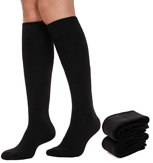 2 Pack Womens Knee High Socks Long Stockings Warm Comfort Cotton Boot Winter Socks